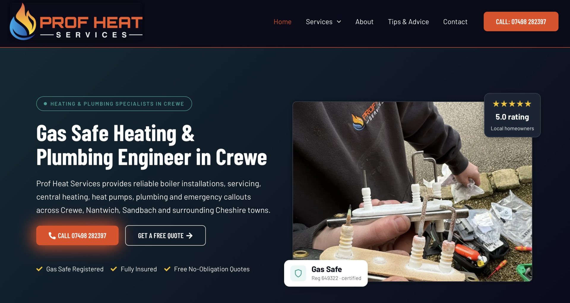 Website designed by SEO Bridge for Prof Heat Services